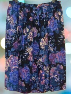 Vintage Liberty Wool Floral Skirt L/XL Cottagecore Dark Academia Made in England